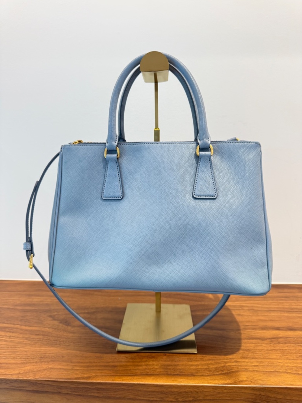 Prada Saffiano Small Galleria Double Zip Tote in Blue - Picture 2 of 15